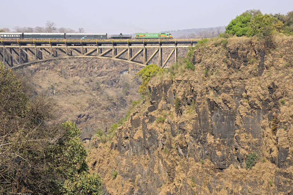 Train crossing bridge into Zimbabwe