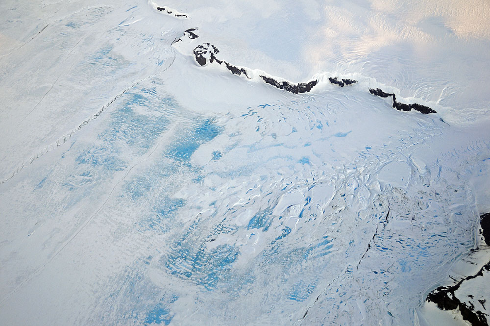 Blue ice in Antarctic icecap