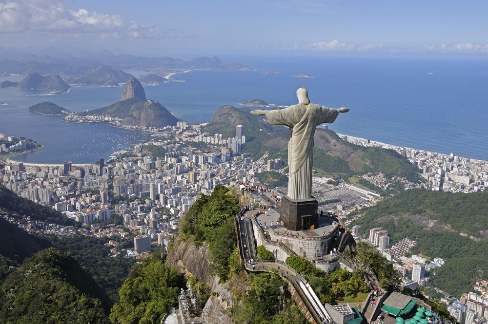 Christ the Redeemer overlooking Rio de Janeiro and Sugarloaf
