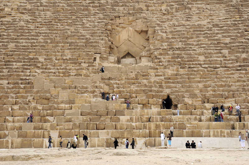 The side of the Great Pyramid on the Giza Plateau
