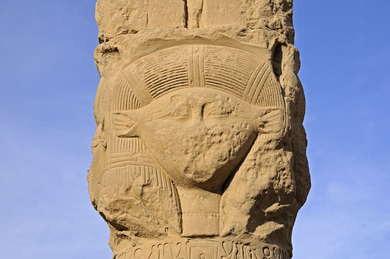 Hathor-headed columns at the Temple of Hathor