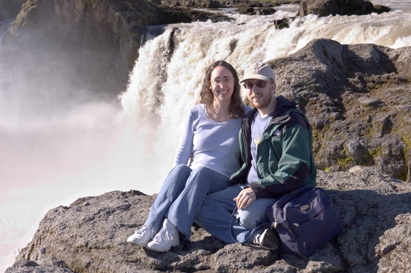 Adam and Rachel at Goðafoss Waterfall