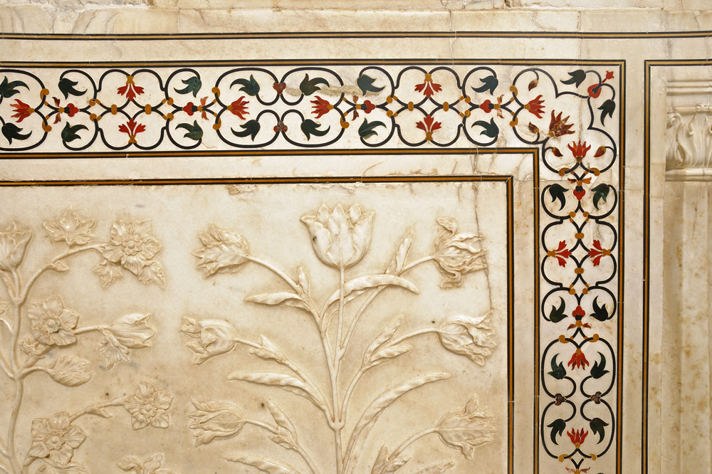 Inlays and carving in Taj Mahal