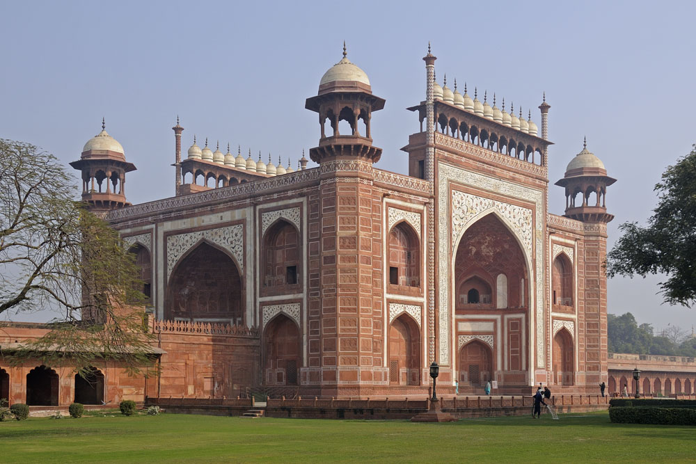 Entrance gate to garden in front of Taj Mahal