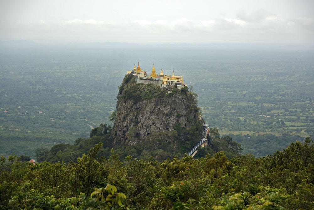 Extinct volcanic plug with monastery at its top