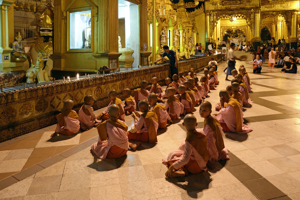 Young girl monks at Shwedagon Pagoda