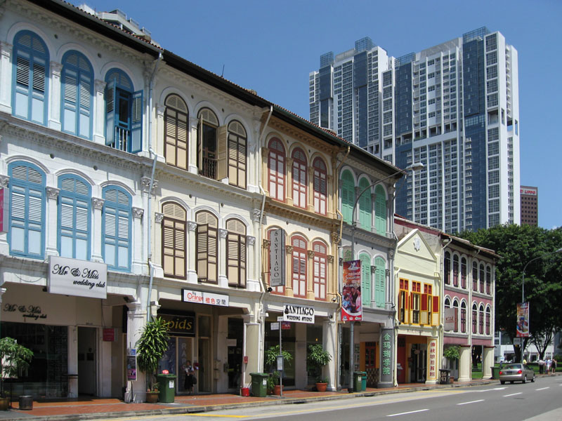 Street of restored storefronts