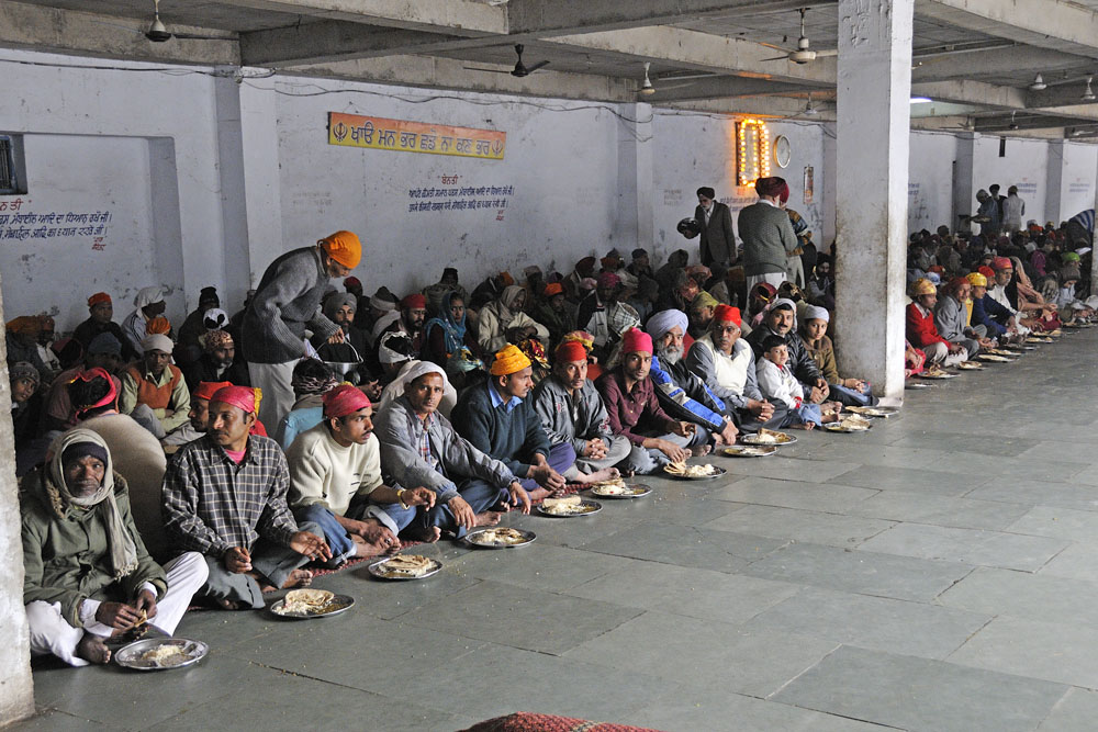 Meals being served in Sikh Temple's kitchen