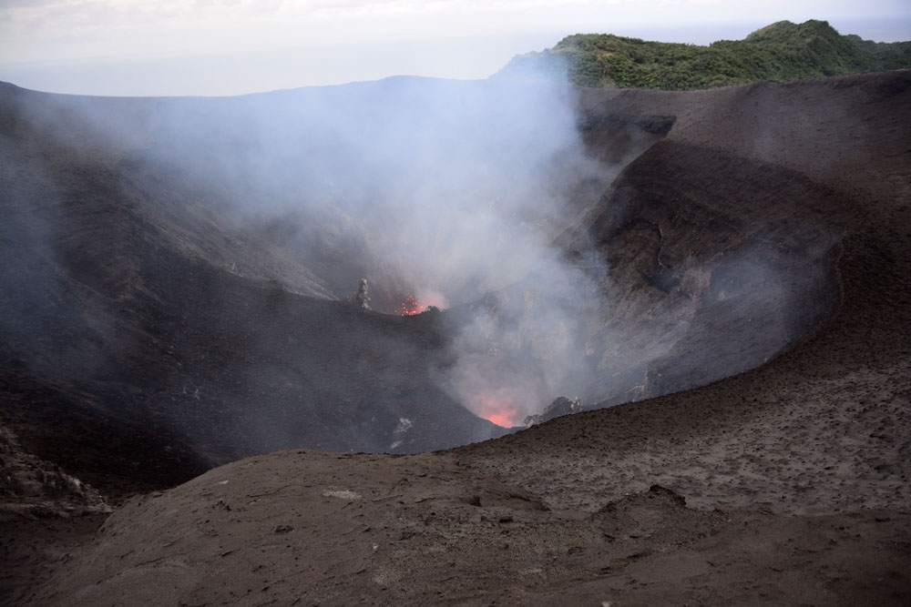 There are two hot vents in the volcanic crater